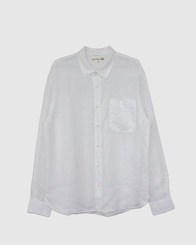 SHIRT20LI Relaxed Fit Linen Long Sleeve Shirt White