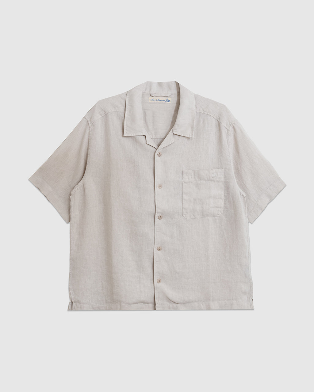 SHIRT03LI Linen Bowling Short Sleeve Shirt Light Stone