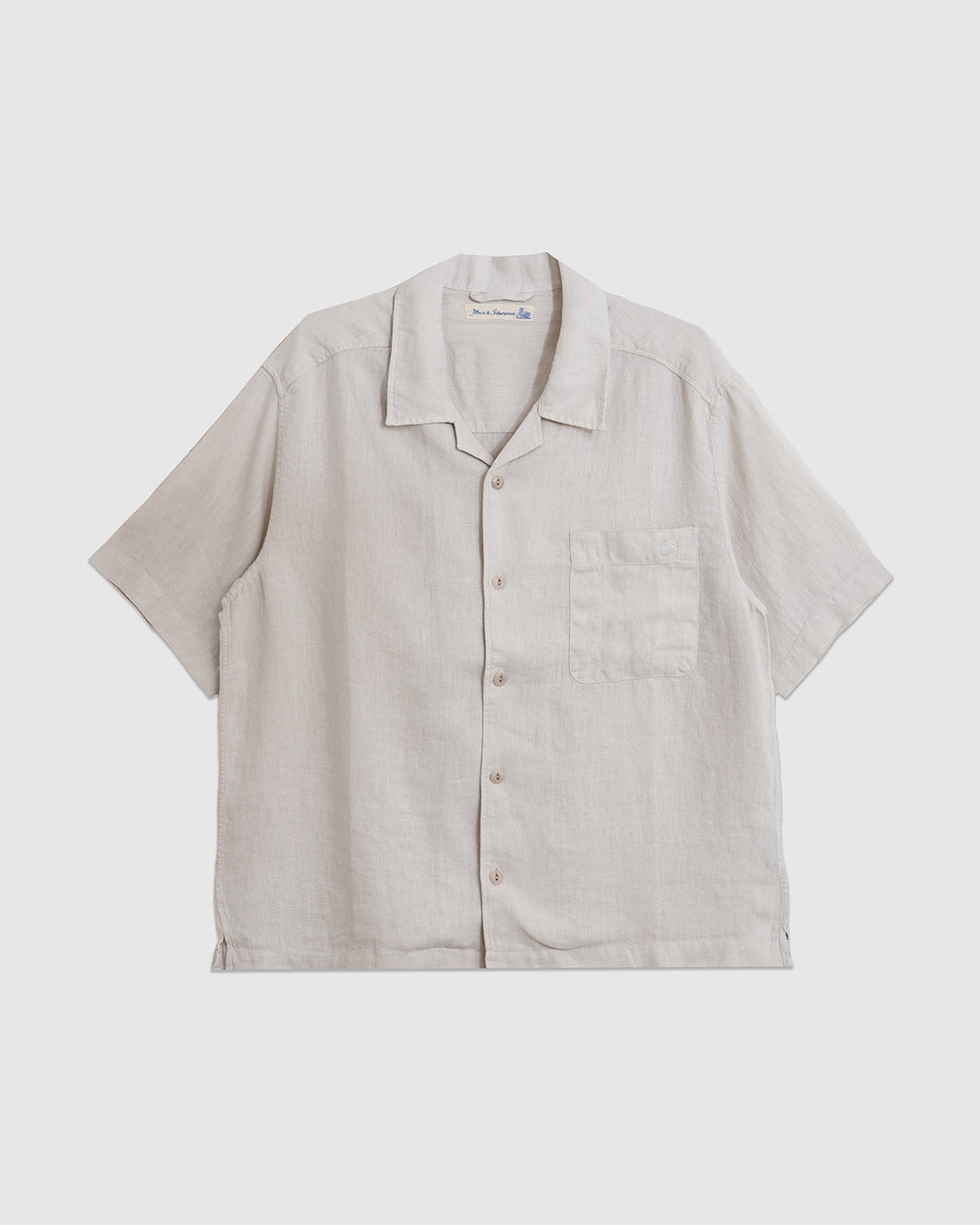 SHIRT03LI Linen Bowling Short Sleeve Shirt Light Stone