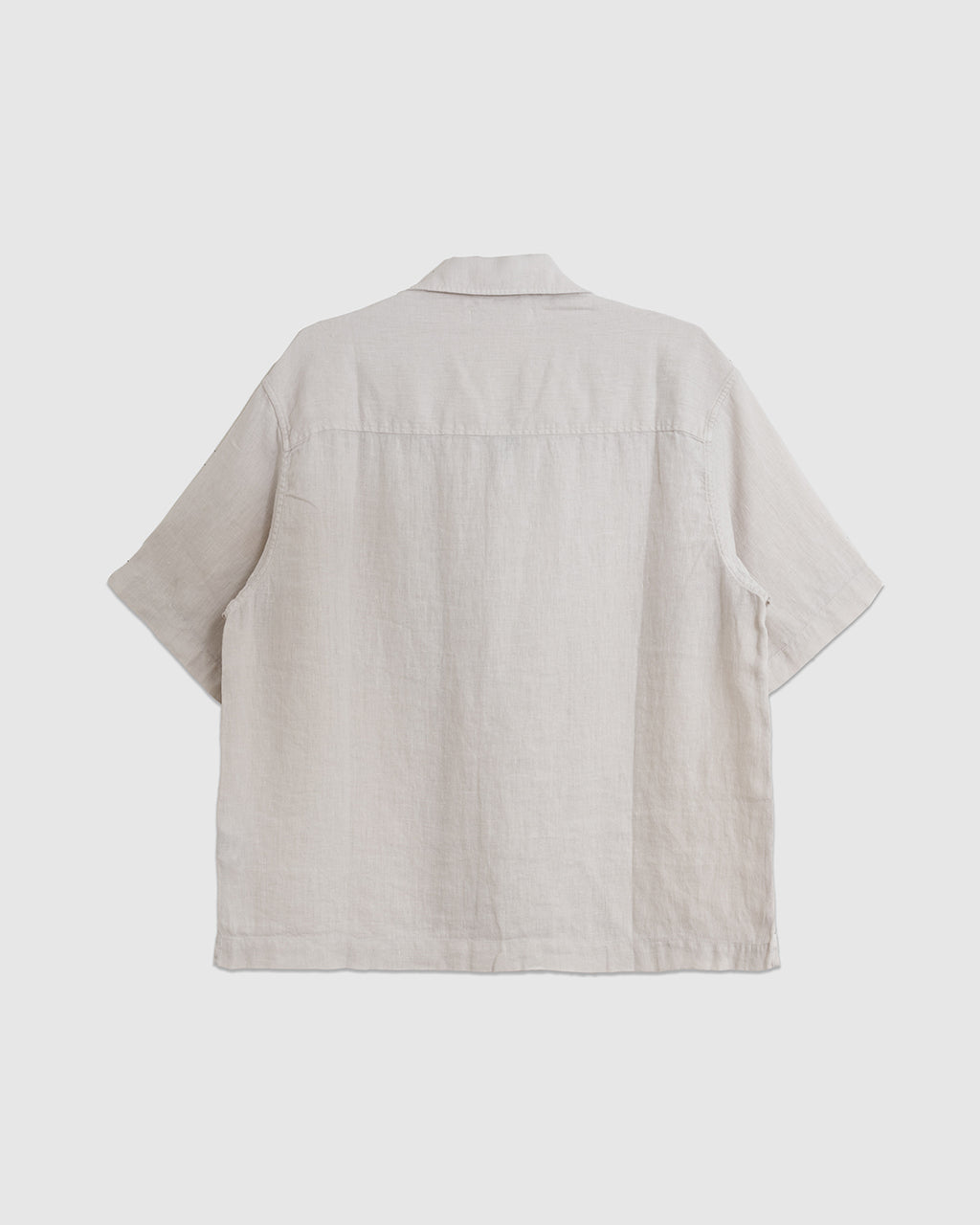 SHIRT03LI Linen Bowling Short Sleeve Shirt Light Stone