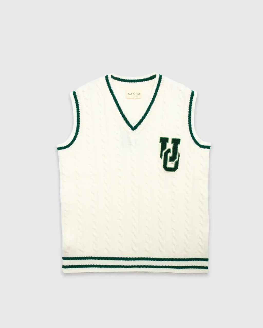 Uncle Otis x Far Afield Cricket Cable Knit Pinto Vest White