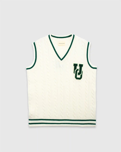 Uncle Otis x Far Afield Cricket Cable Knit Pinto Vest White