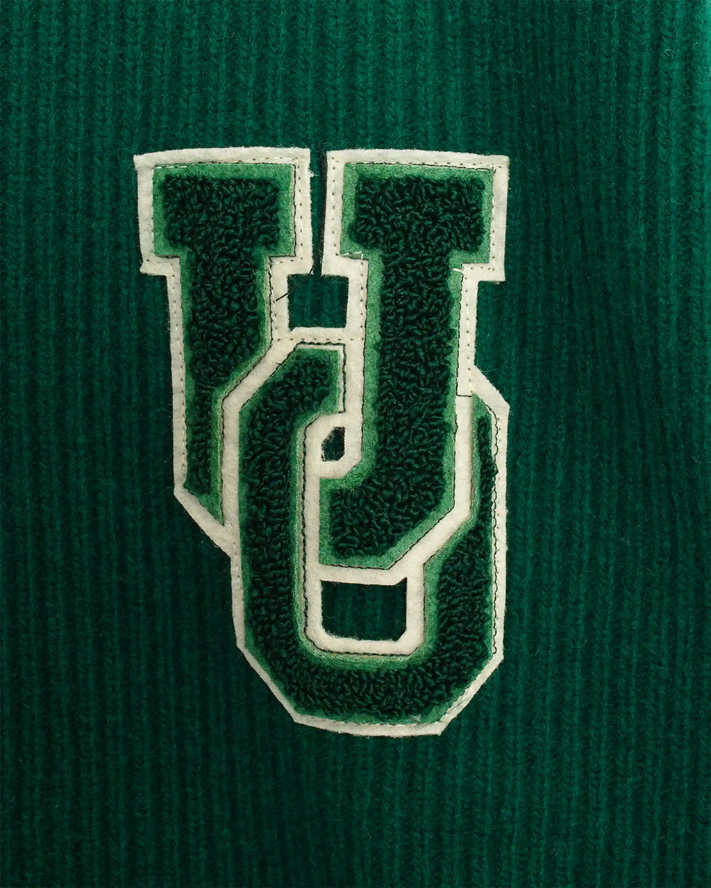 Uncle Otis x Far Afield Varsity Cable Knit Zigger Cardigan Green/ White
