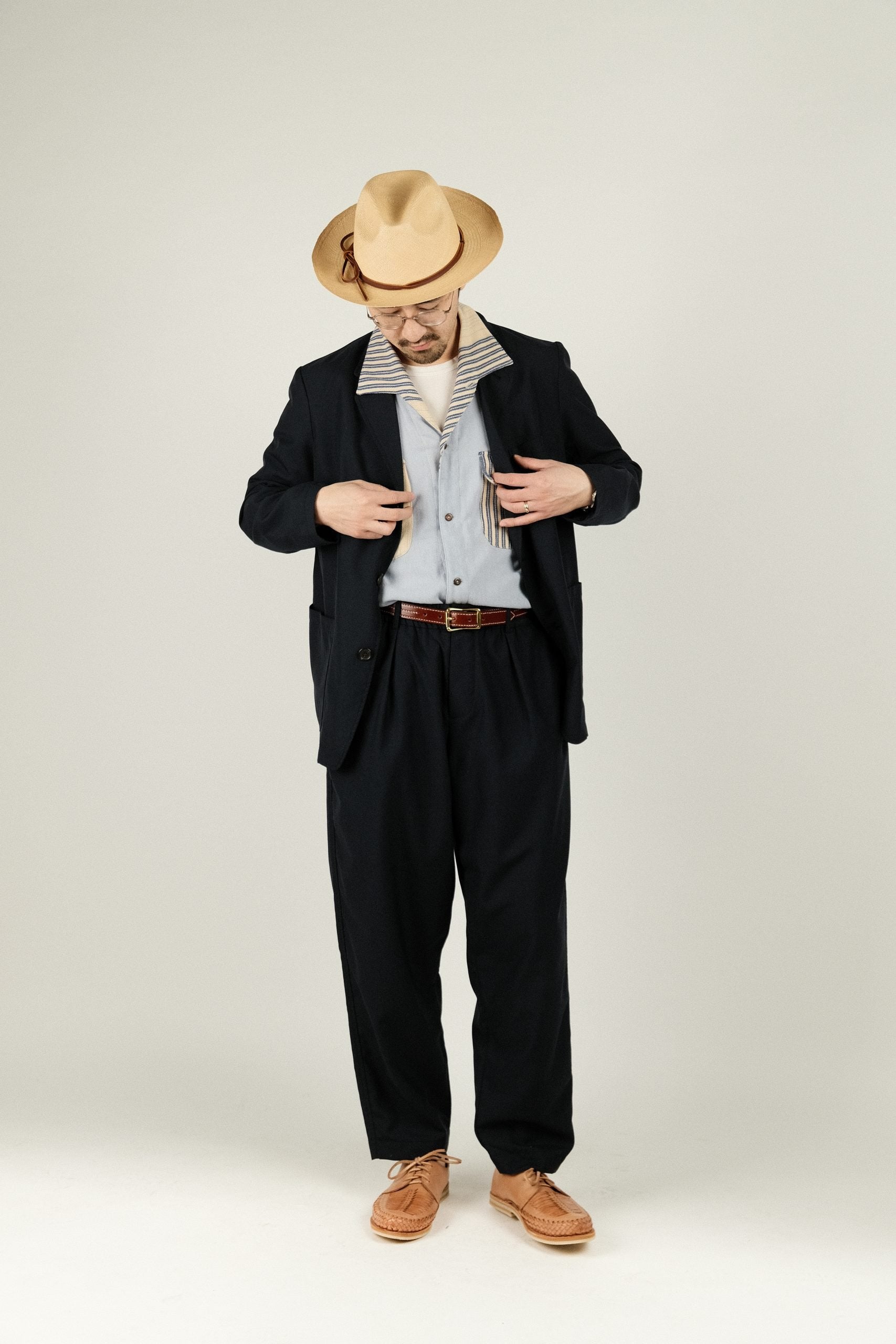 Three Button Jacket Tropical Suiting - Navy