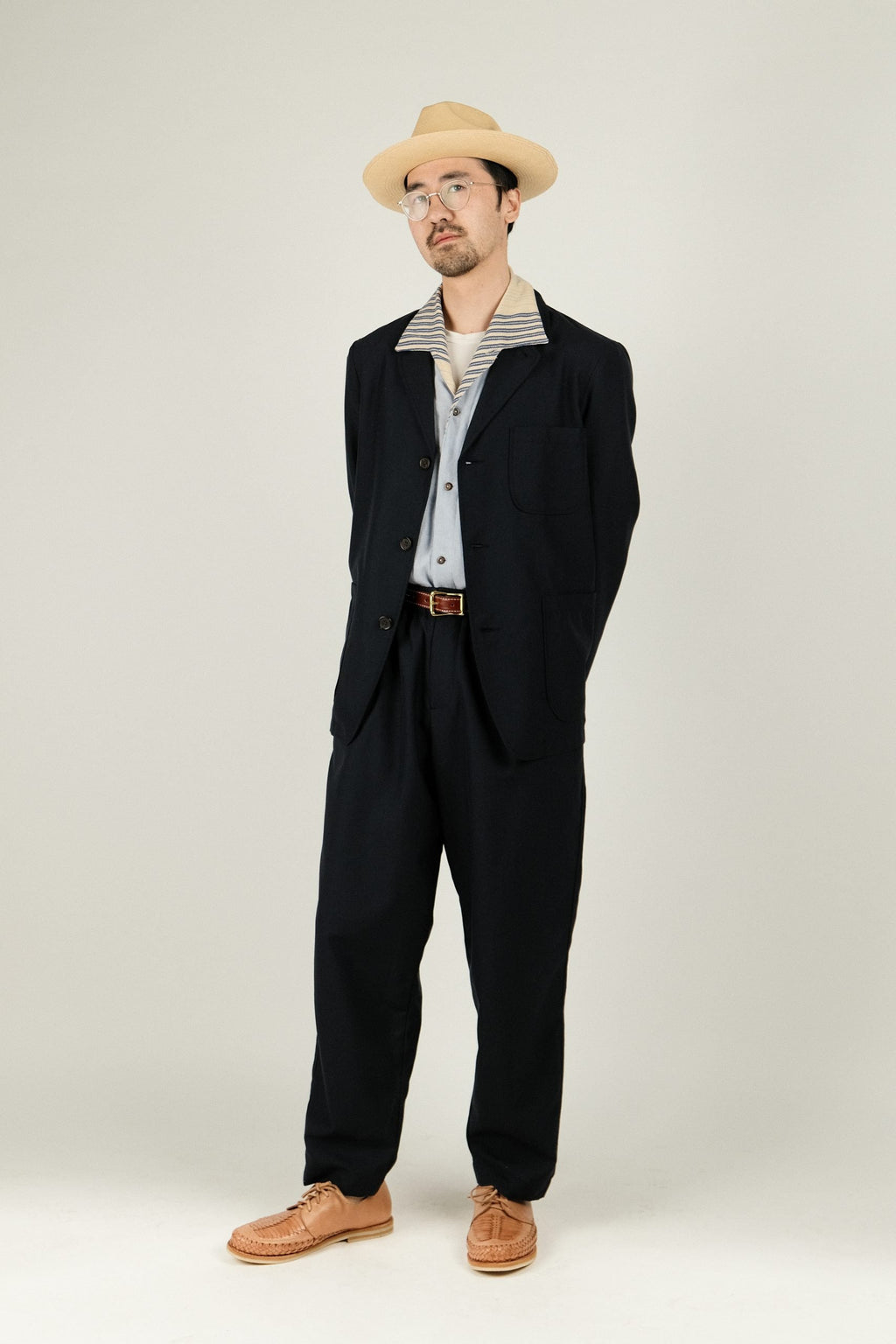 Three Button Jacket Tropical Suiting - Navy