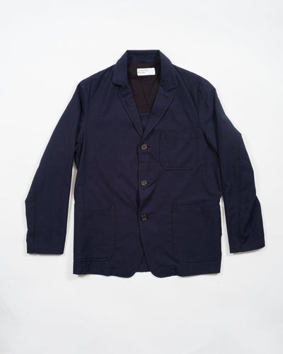 Three Button Jacket in Cotton Mix Suiting - Navy