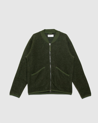 Zip Bomber Wool Fleece Olive