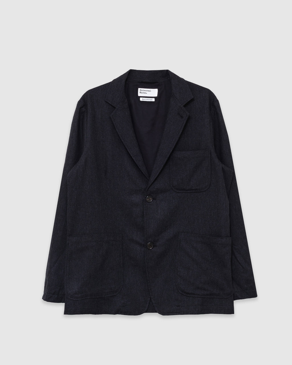 Two Button Jacket Recycled Italian Tweed Charcoal