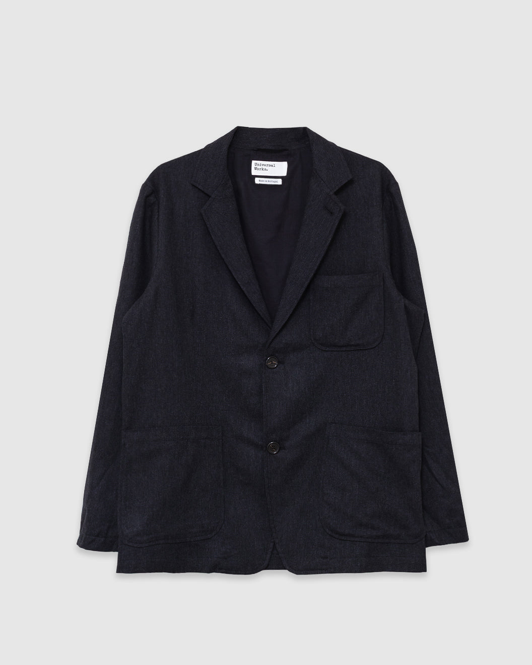 Two Button Jacket Recycled Italian Tweed Charcoal