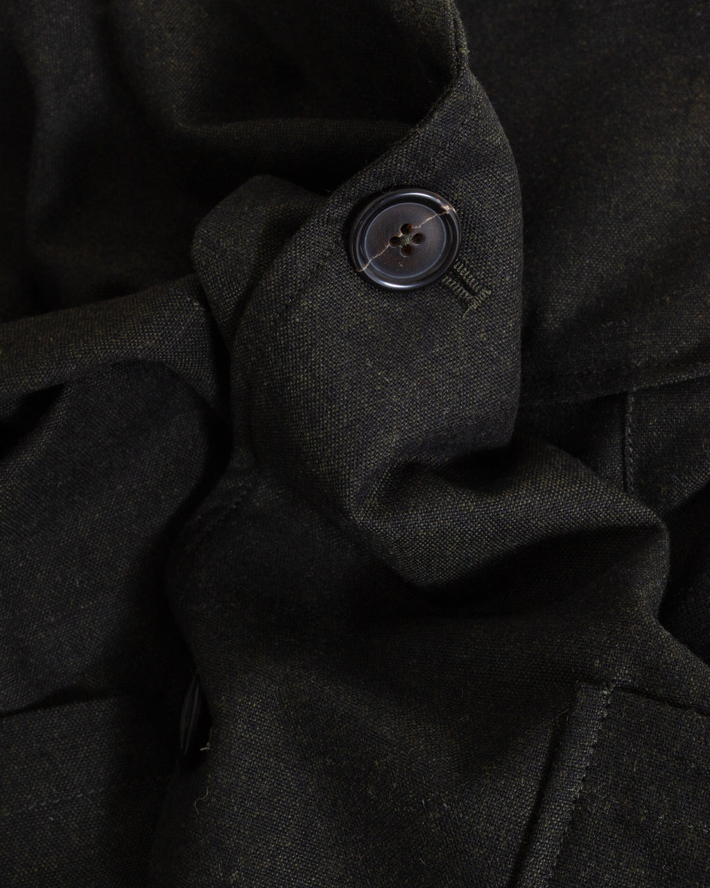 Two Button Jacket Recycled Italian Tweed Olive