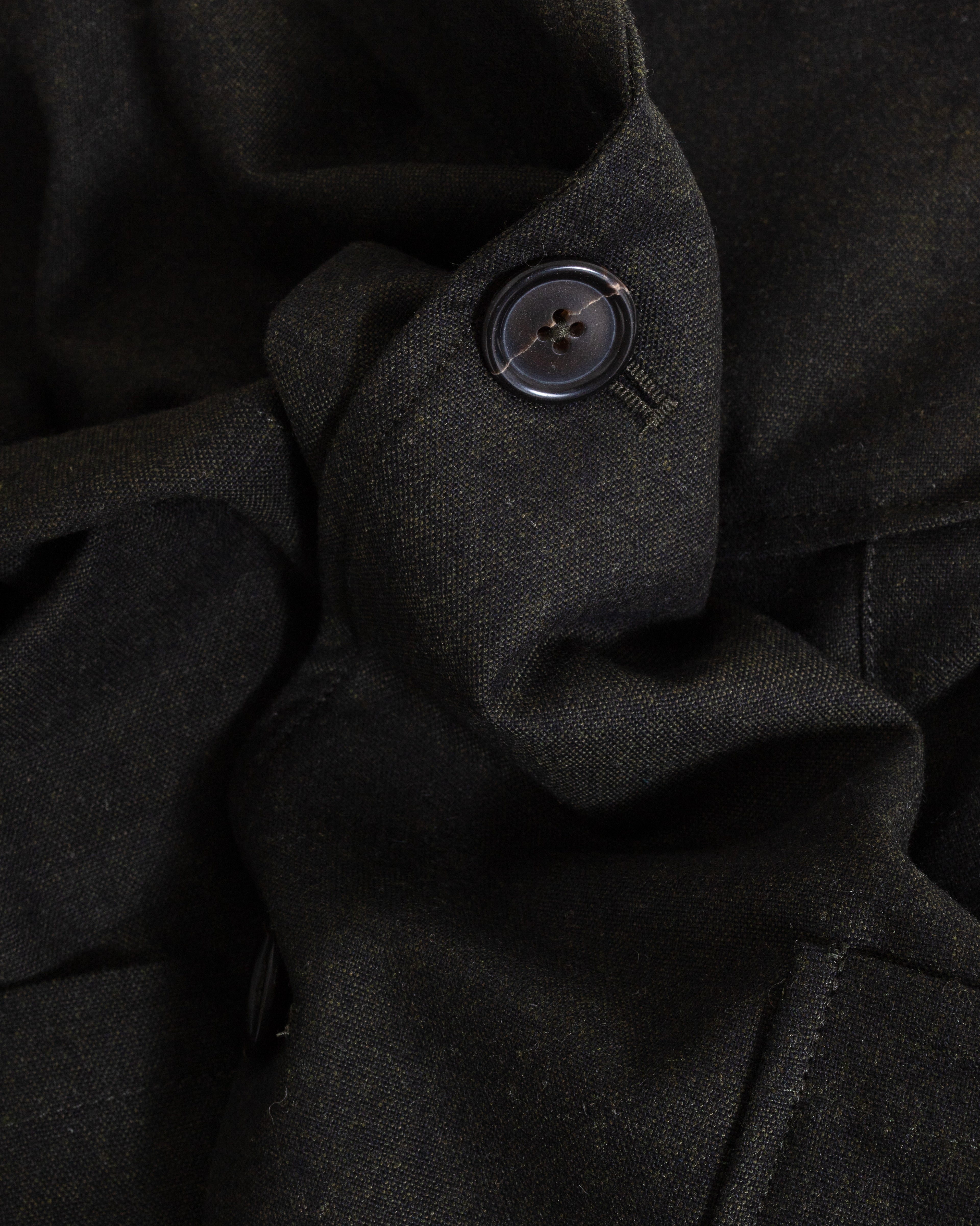 Two Button Jacket Recycled Italian Tweed Olive