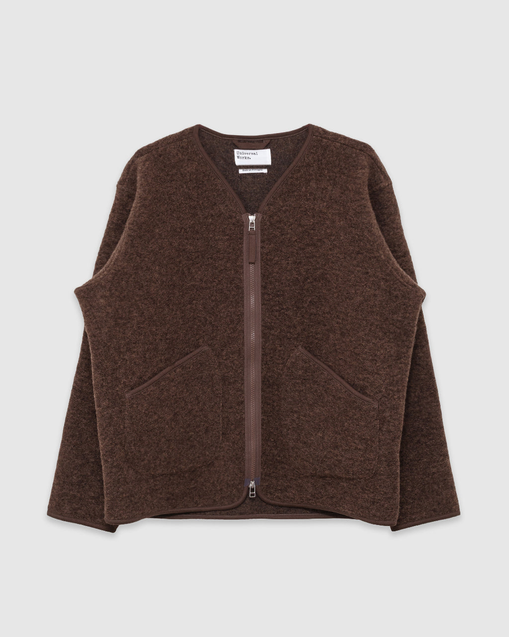 Zip Liner Jacket Wool Fleece Brown Marl