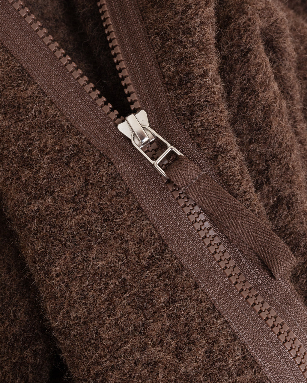 Zip Liner Jacket Wool Fleece Brown Marl