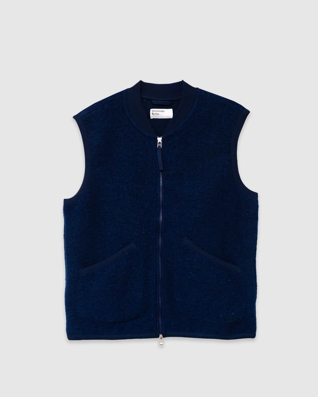 Wool Fleece Zip Waistcoat Indigo