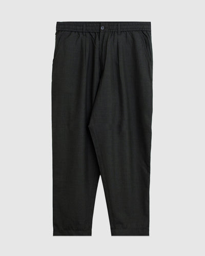 Pleated Track Pant Tropical Suiting Olive Marl