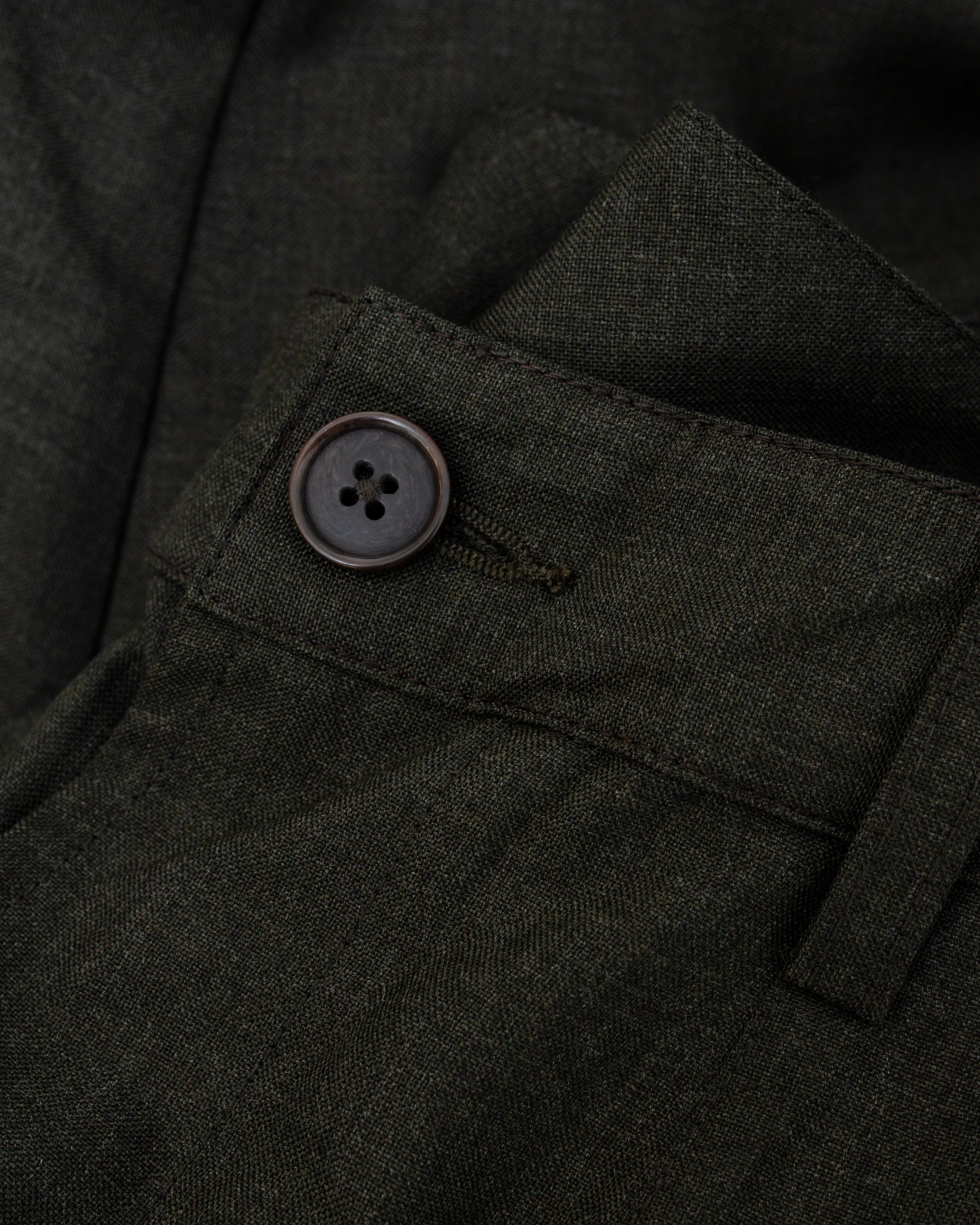 Pleated Track Pant Tropical Suiting Olive Marl