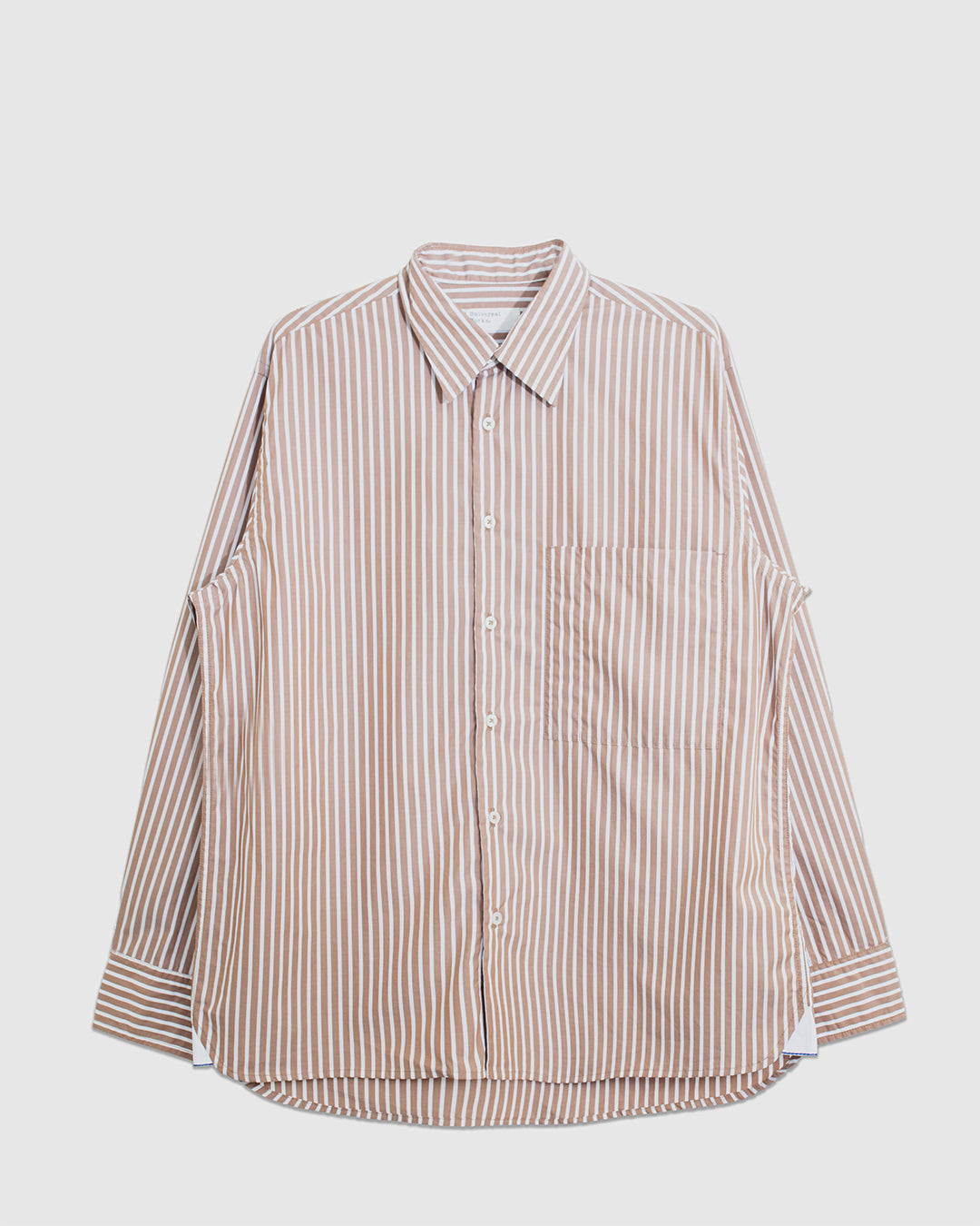 Square Pocket Stripe Shirt Brown/White