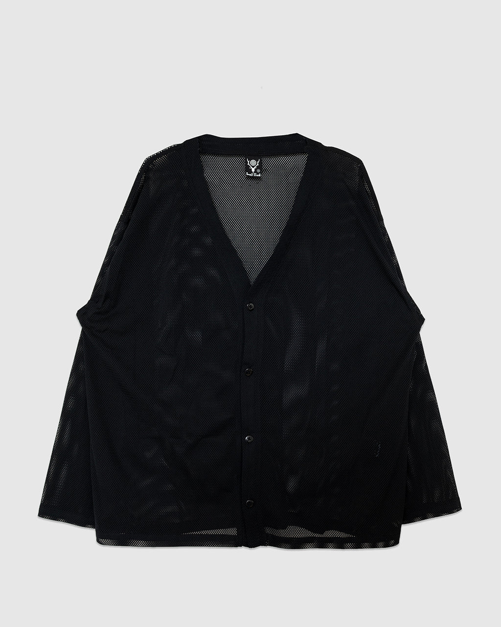 V-Neck Cardigan Knit Mesh Black