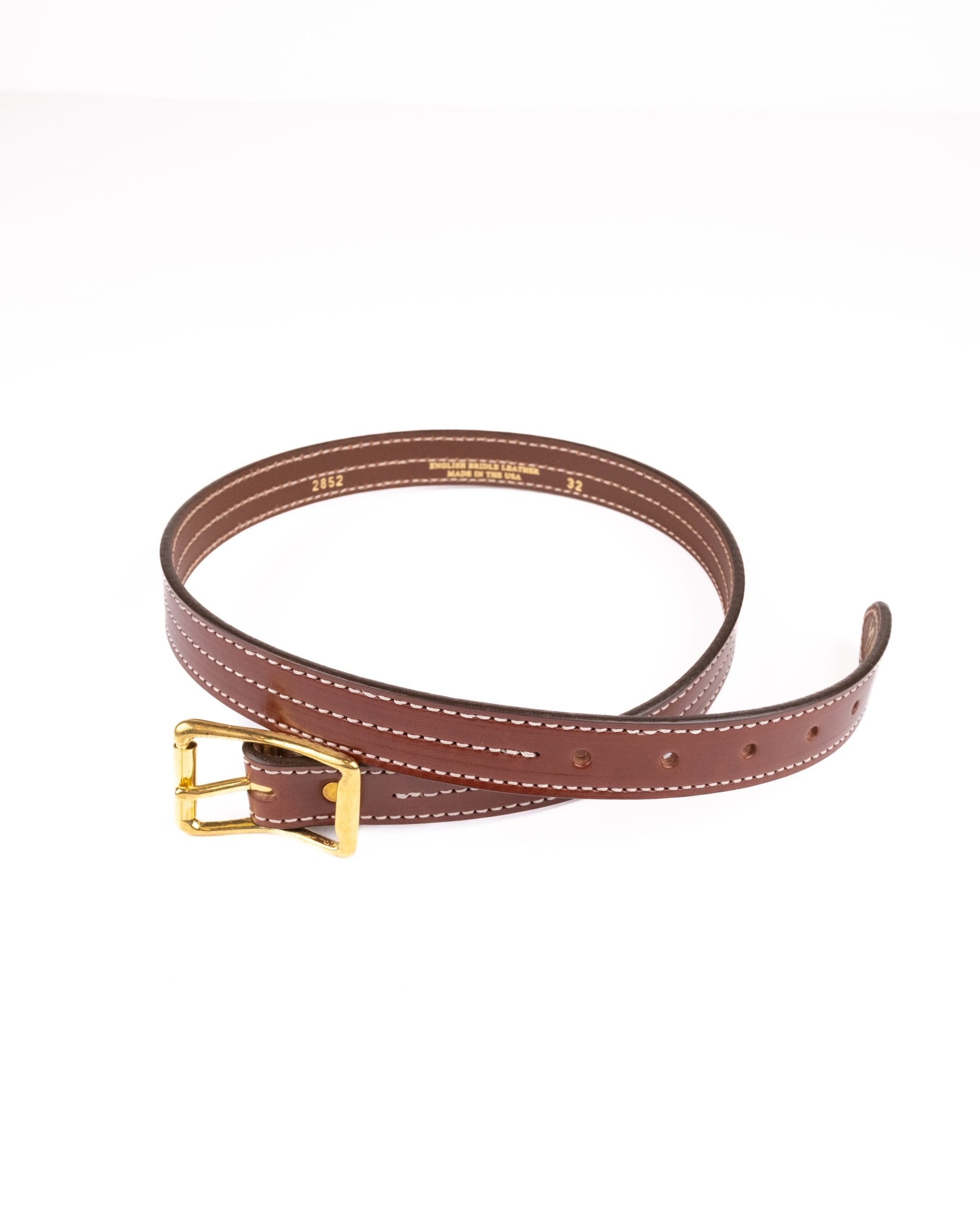 1" Triple Stitched Belt - Oakbark w/ Natural Stitch