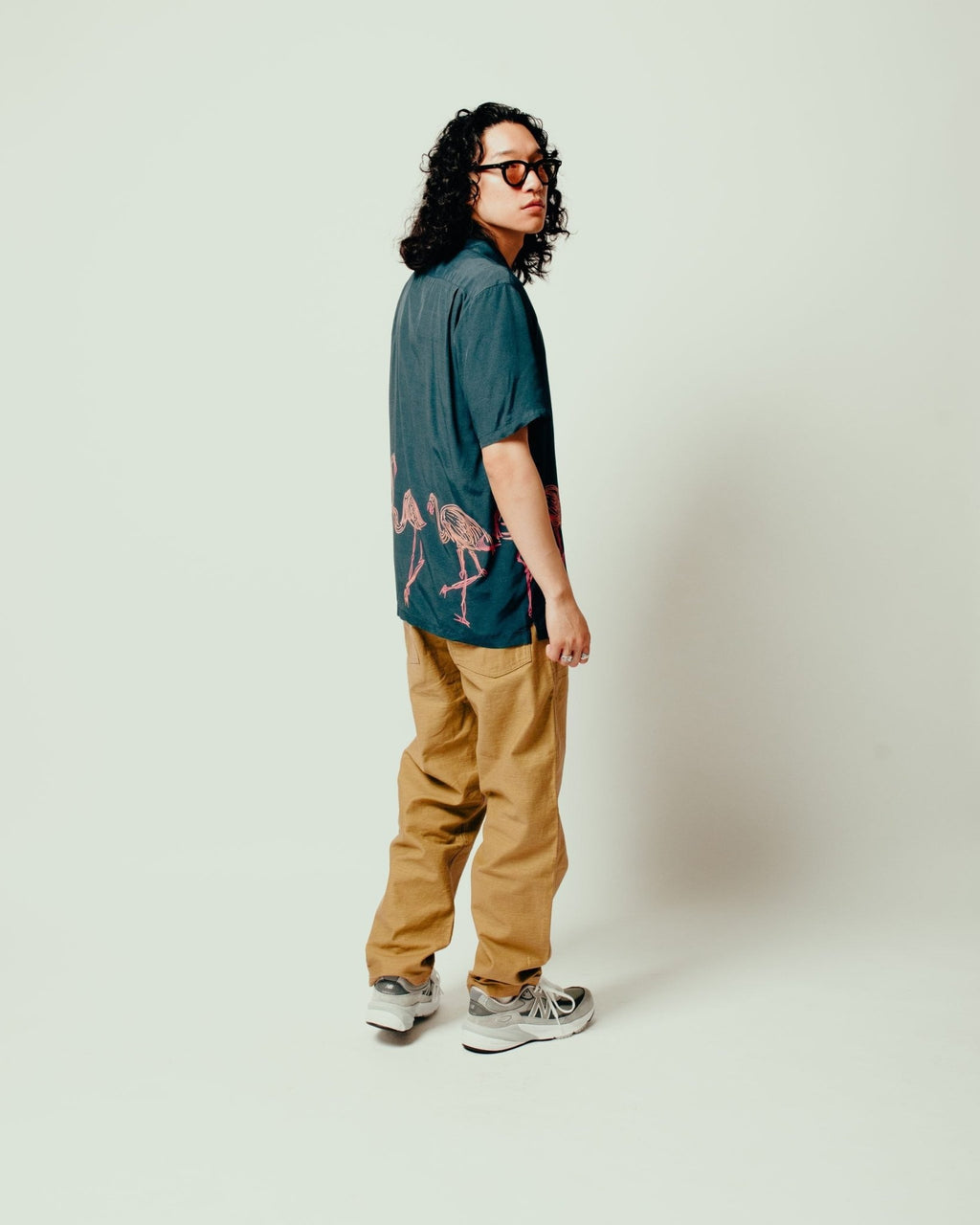 Flamingo Camp Shirt - Navy - ALOHA BLOSSOM