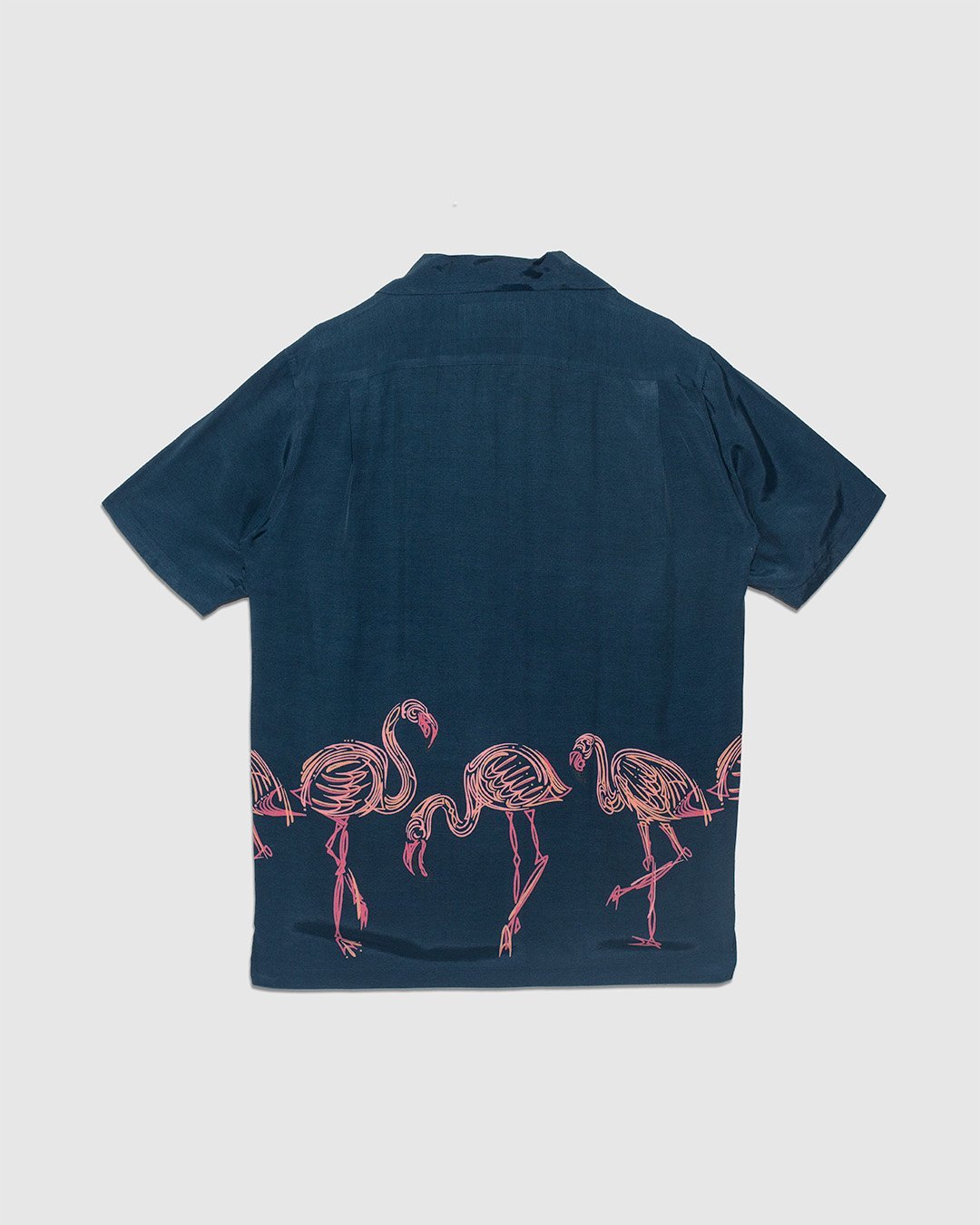 Flamingo Camp Shirt - Navy - ALOHA BLOSSOM