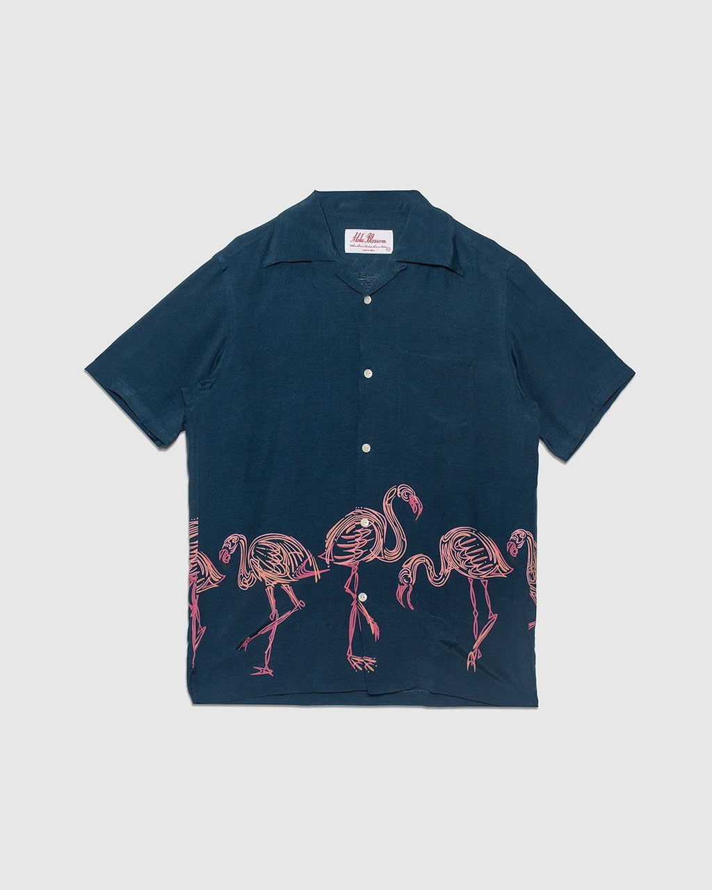 Flamingo Camp Shirt - Navy - ALOHA BLOSSOM