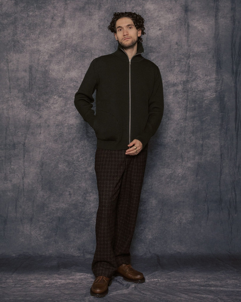Navy Full-Zip Pockets Hunting Green - ANDERSEN-ANDERSEN