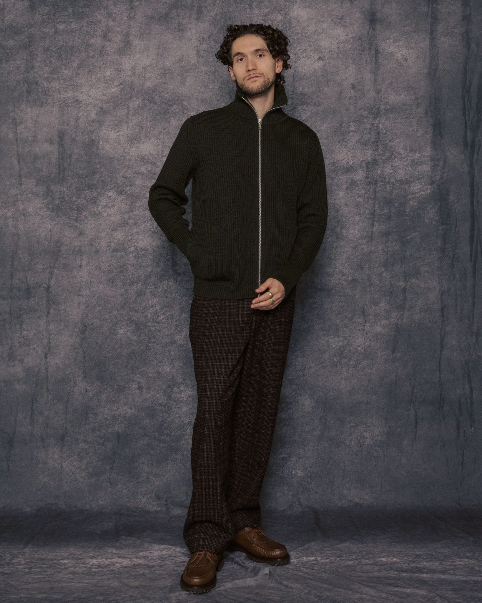 Navy Full-Zip Pockets Hunting Green - ANDERSEN-ANDERSEN