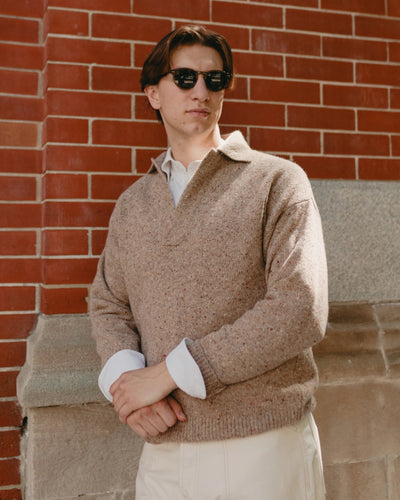 Allez Wool Knit Polo Super Wool Beige - CAMO