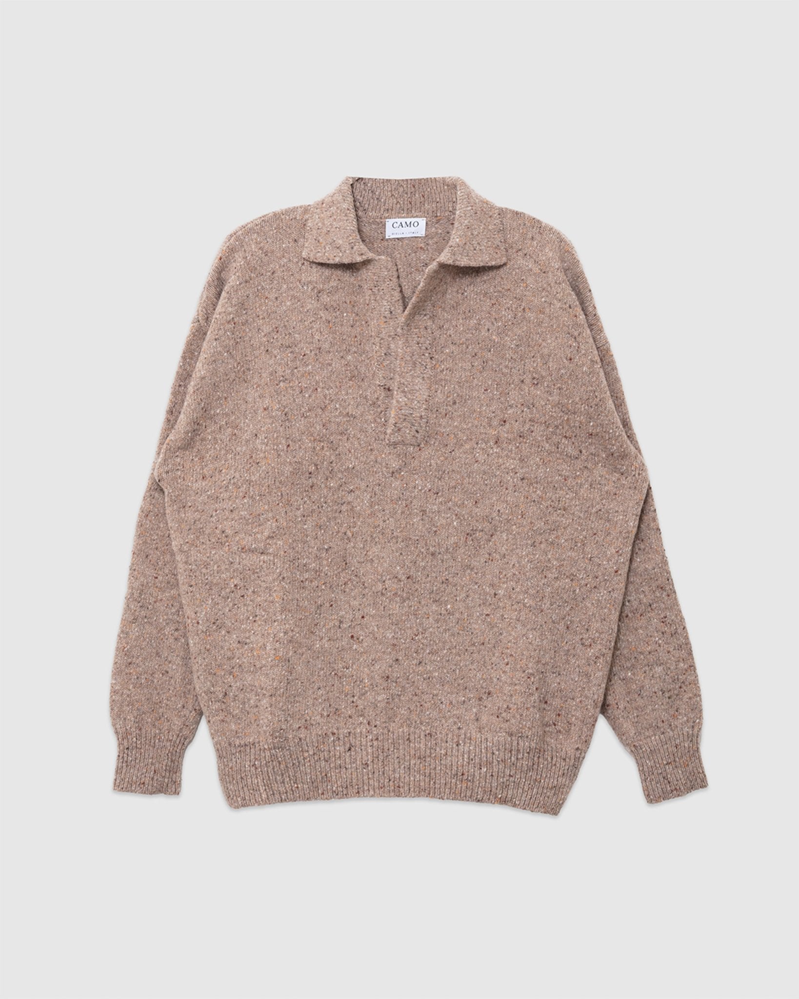 Allez Wool Knit Polo Super Wool Beige - CAMO