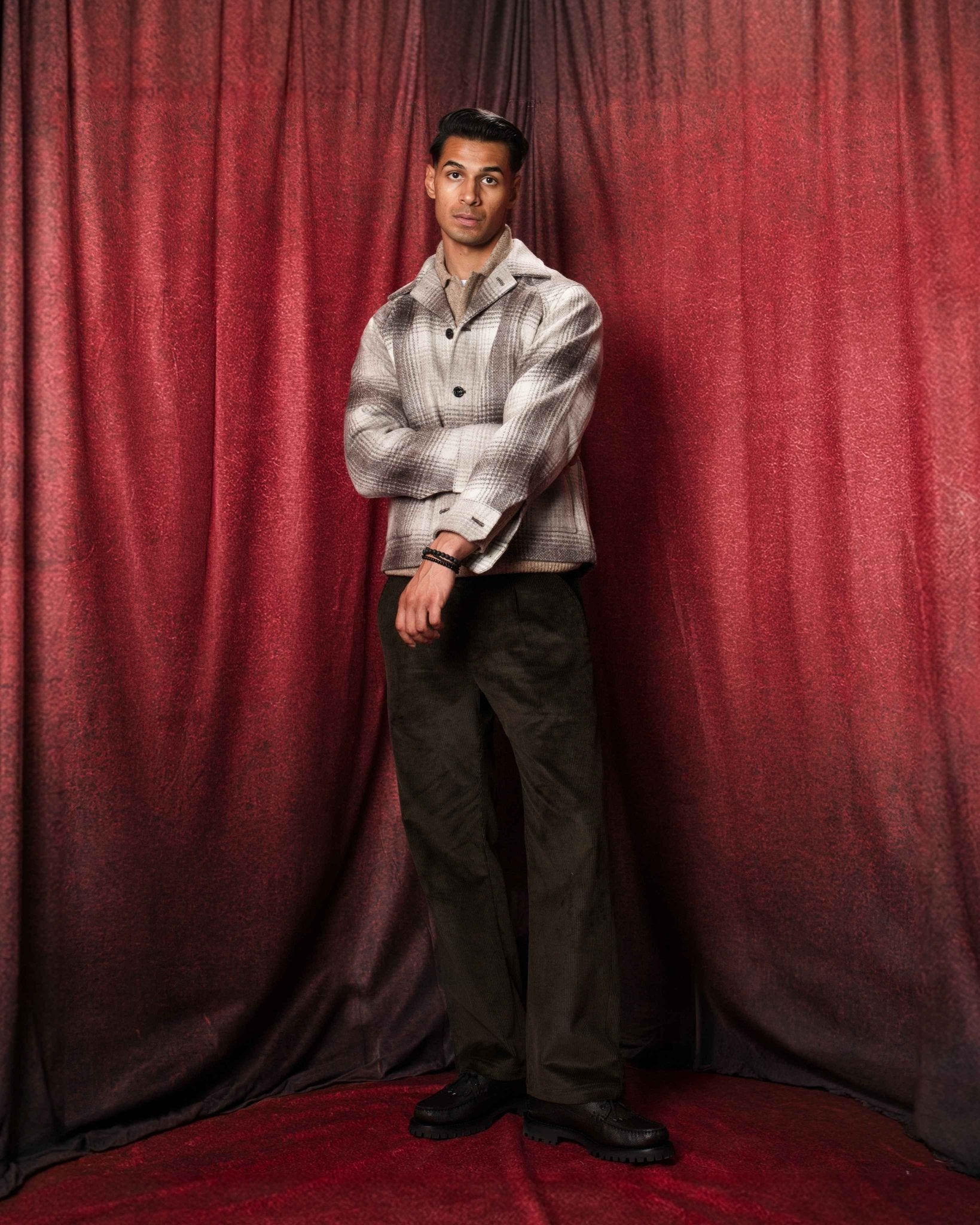 Brother New Shirt Jacket Check Square Beige - CAMO
