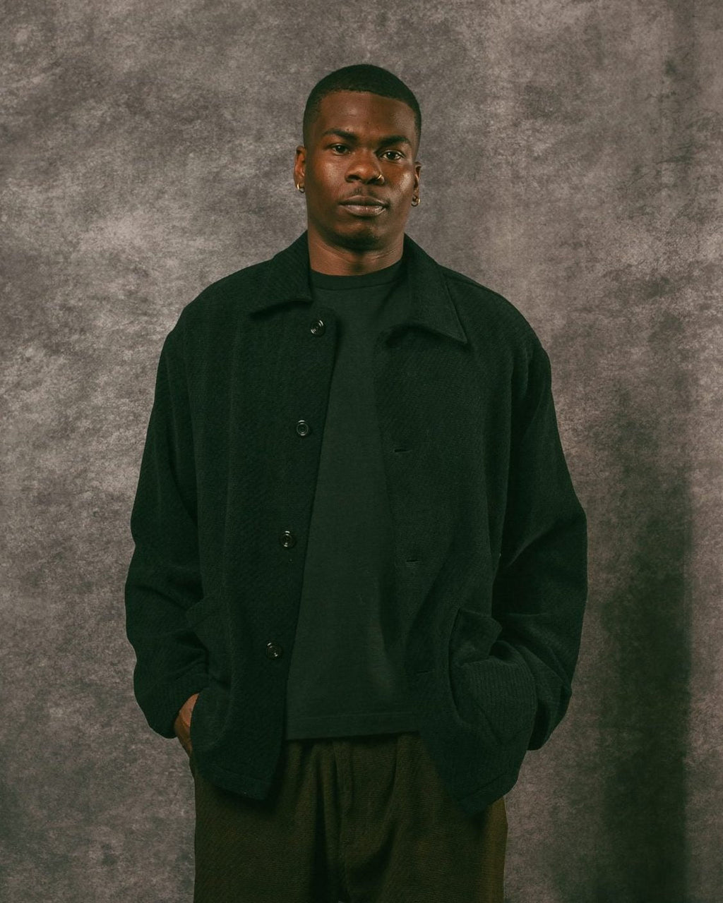 Tisserand Air Wide Jacket Trama Black Wool/ Cotton - CAMO