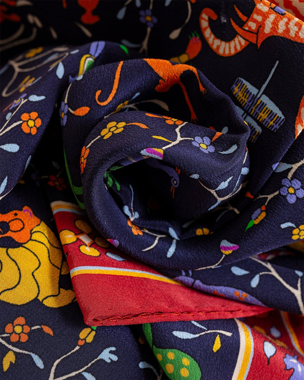 Animals and Flowers Print Bandana Navy - DRAKE'S