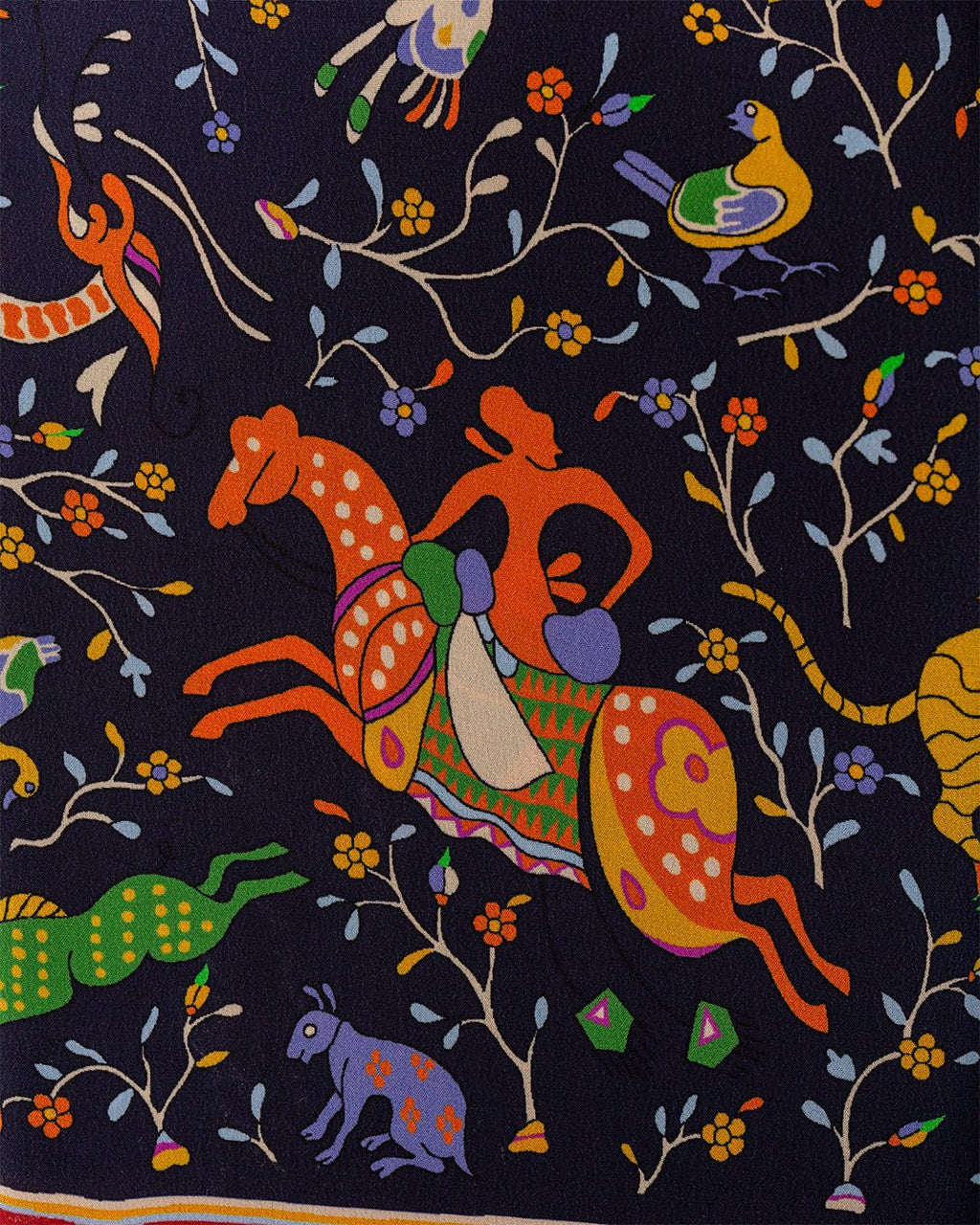Animals and Flowers Print Bandana Navy - DRAKE'S