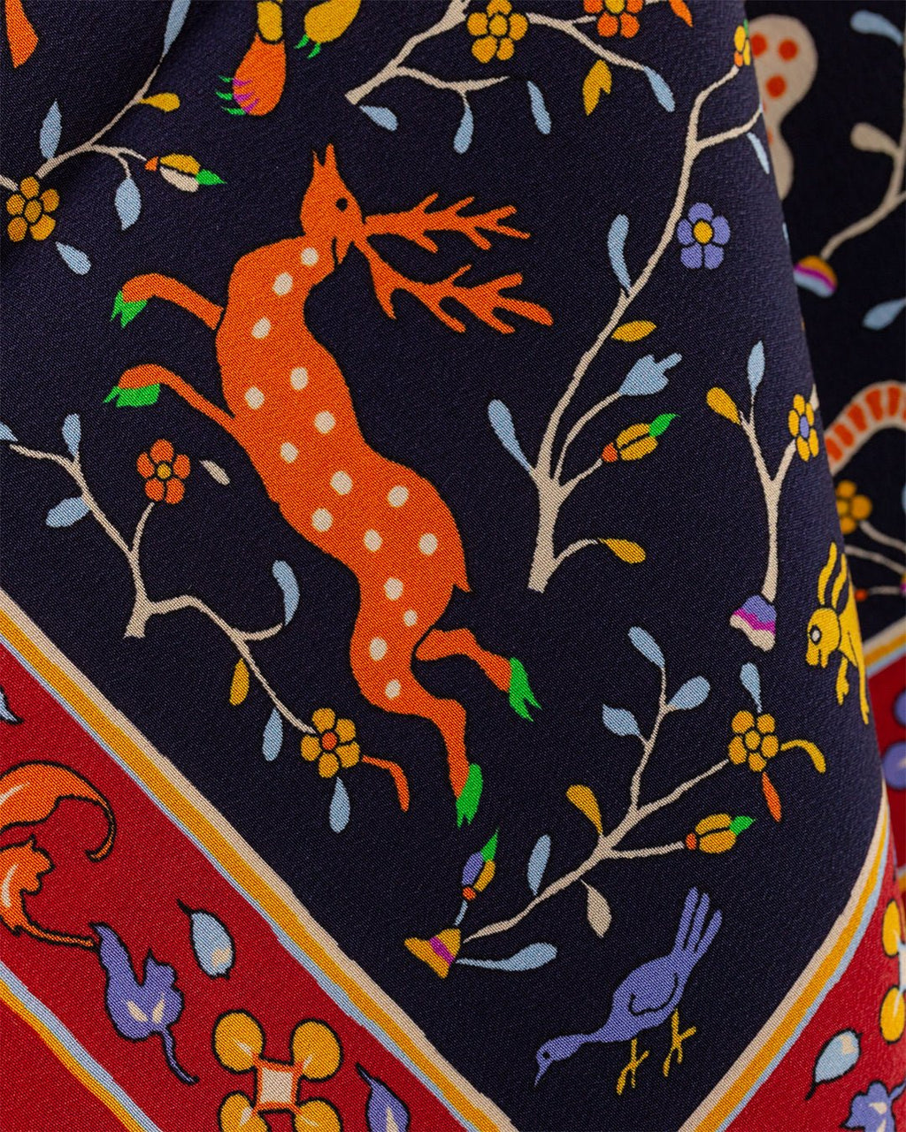 Animals and Flowers Print Bandana Navy - DRAKE'S