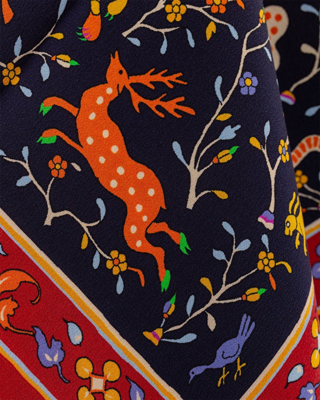 Animals and Flowers Print Bandana Navy - DRAKE'S