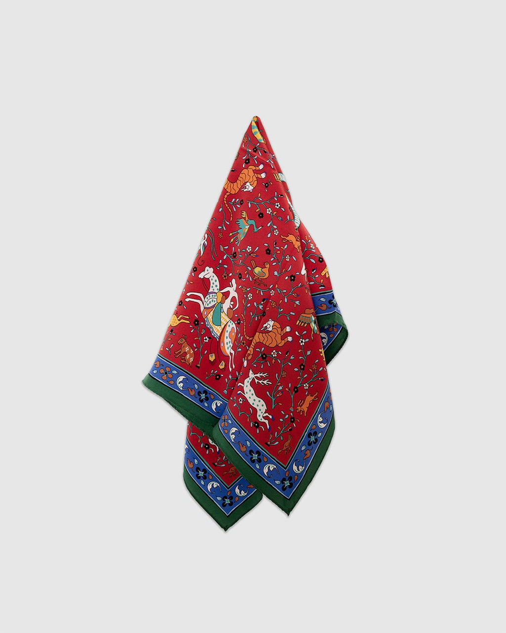 Animals and Flowers Print Bandana Red - DRAKE'S