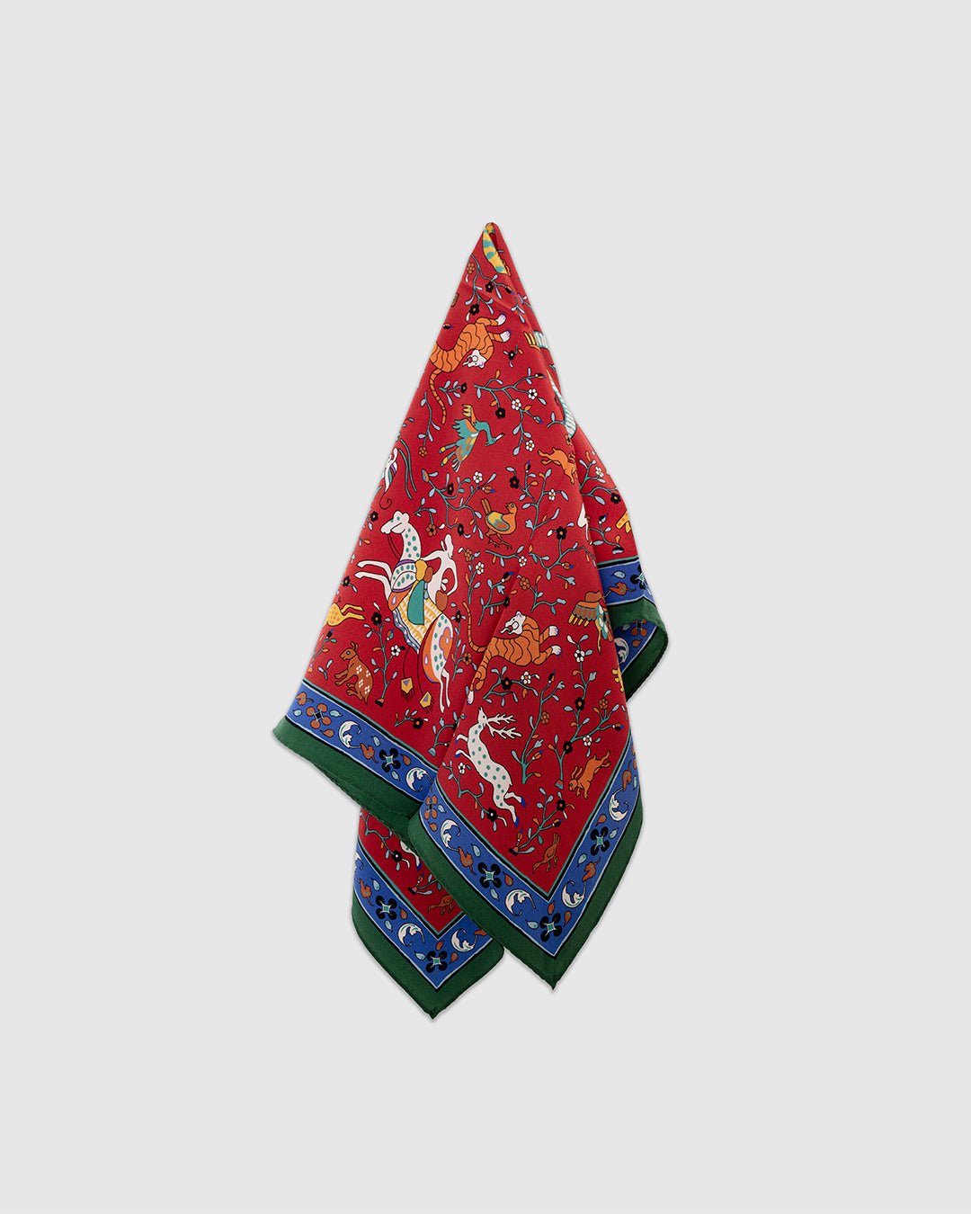 Animals and Flowers Print Bandana Red - DRAKE'S