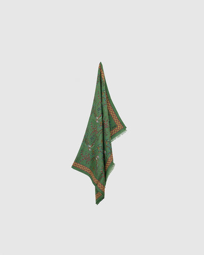 Birds Of Paradise Print Scarf Olive - DRAKE'S