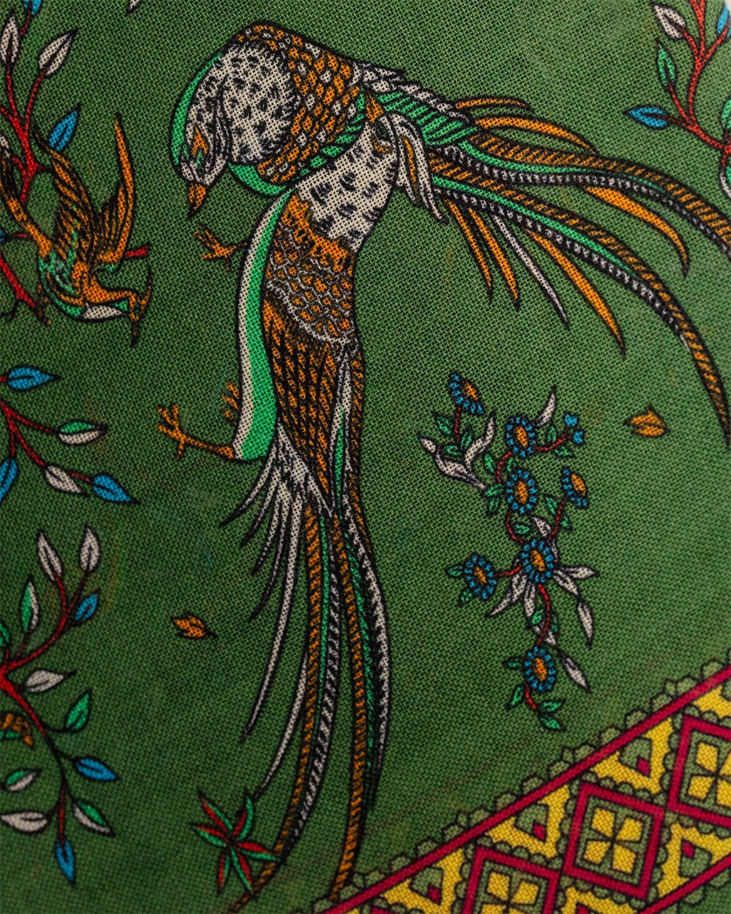 Birds Of Paradise Print Scarf Olive - DRAKE'S