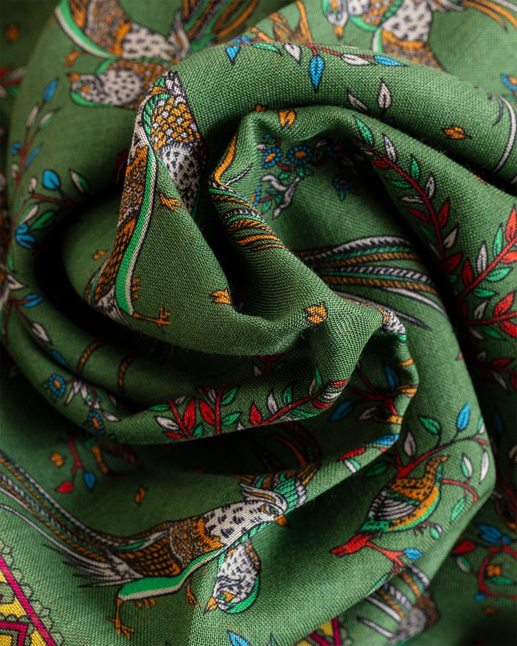 Birds Of Paradise Print Scarf Olive - DRAKE'S