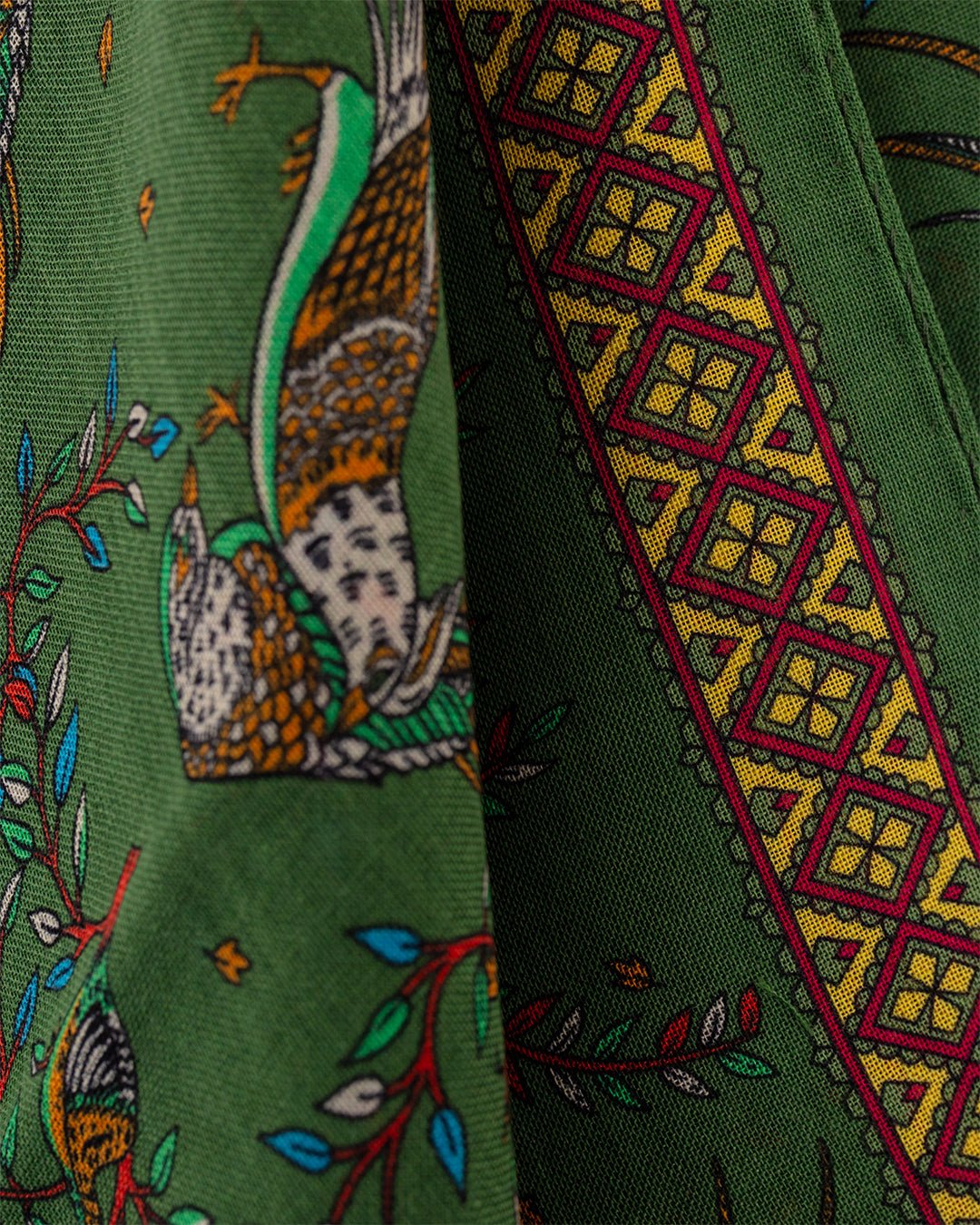 Birds Of Paradise Print Scarf Olive - DRAKE'S