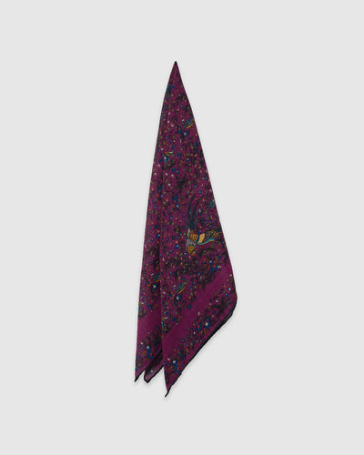 Birds of Paradise Wool/Silk Square Scarf Magenta - DRAKE'S