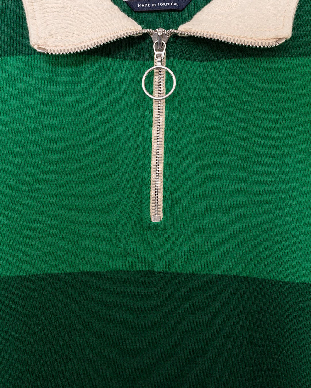Block Stripe Quarter Zip Rugby Dark Green - DRAKE'S