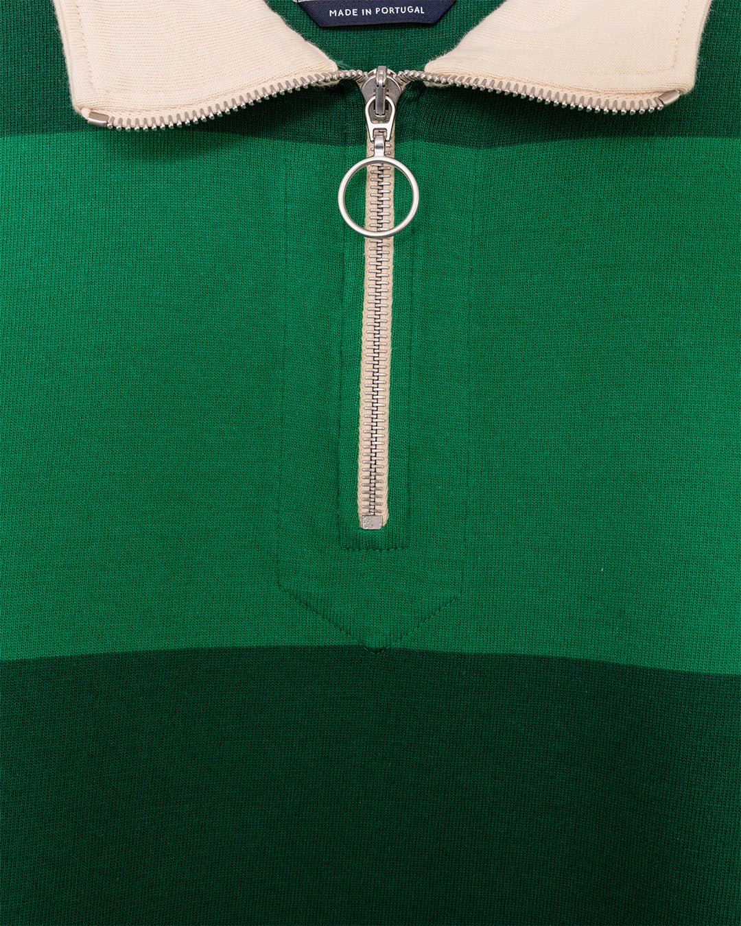 Block Stripe Quarter Zip Rugby Dark Green - DRAKE'S