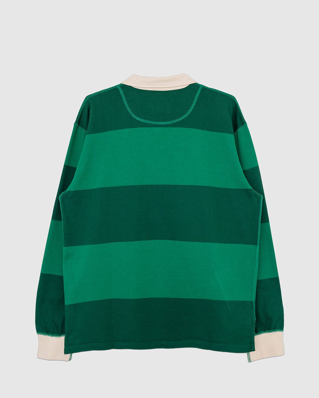 Block Stripe Quarter Zip Rugby Dark Green - DRAKE'S