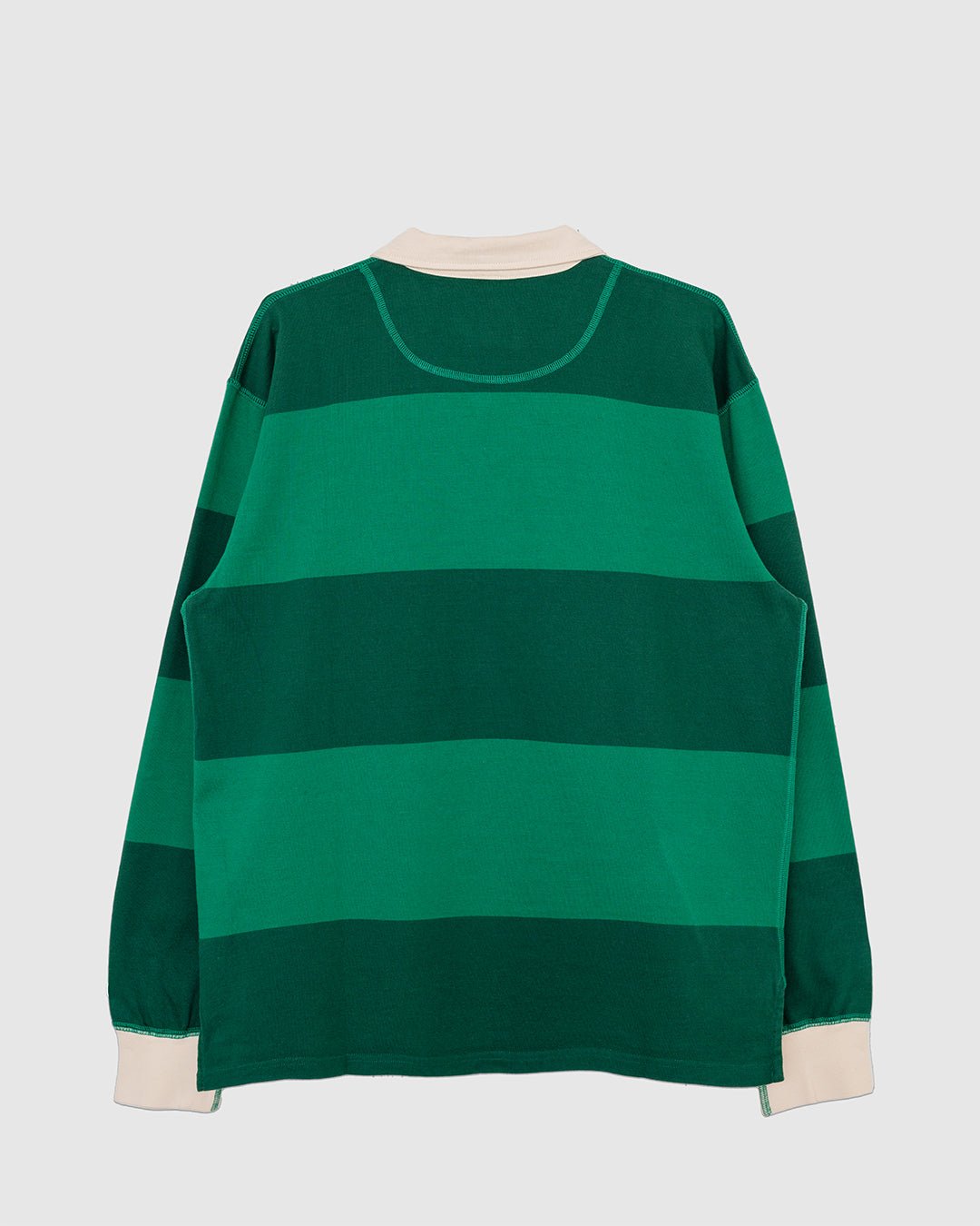 Block Stripe Quarter Zip Rugby Dark Green - DRAKE'S