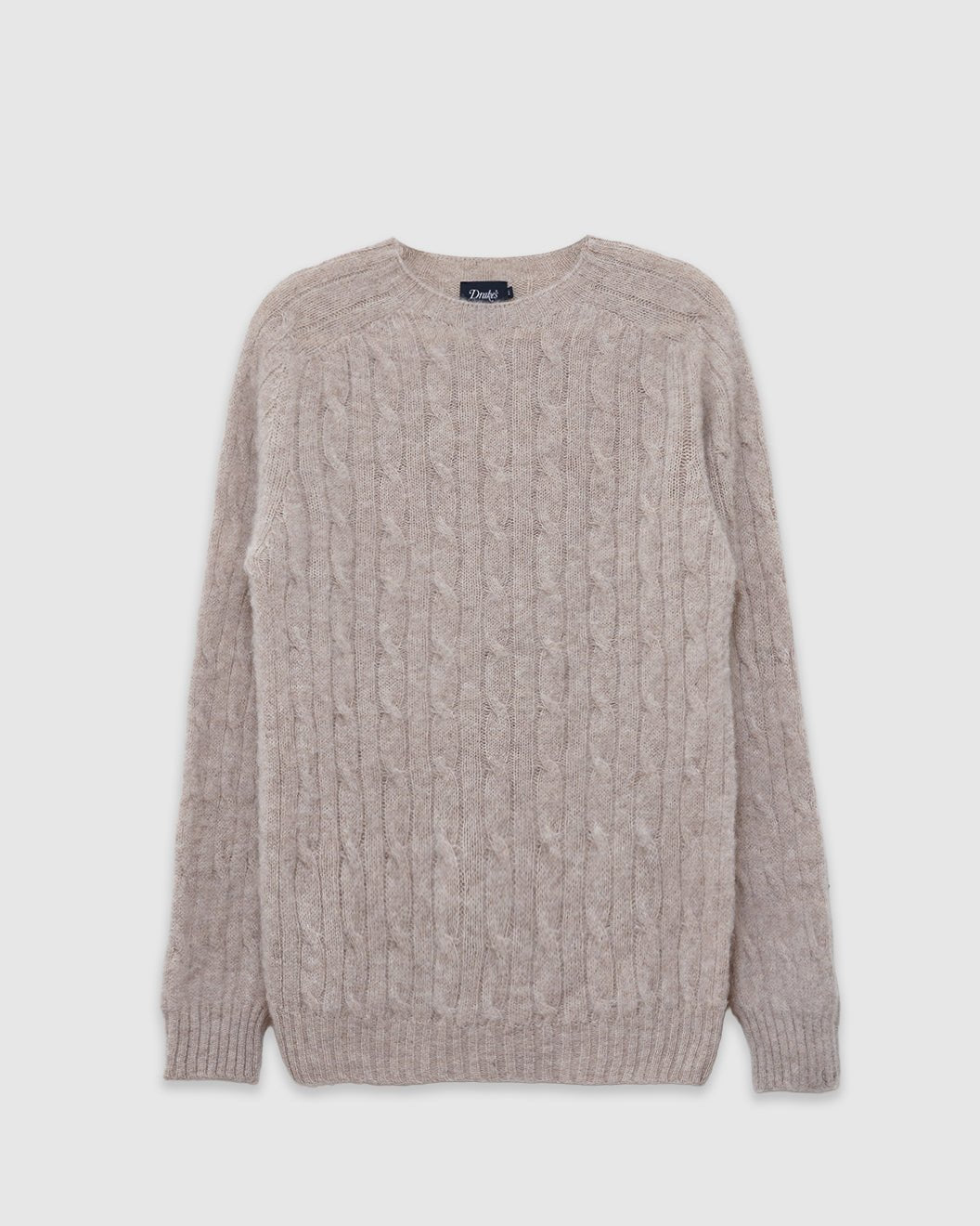 Brushed Shetland Cable Jumper Vellum - DRAKE'S