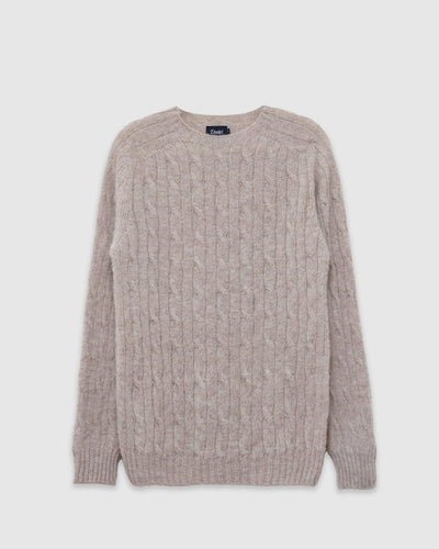 Brushed Shetland Cable Jumper Vellum - DRAKE'S