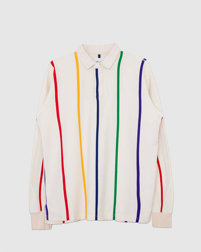 Colourful Vertical Stripe Rugby White Multi - DRAKE'S